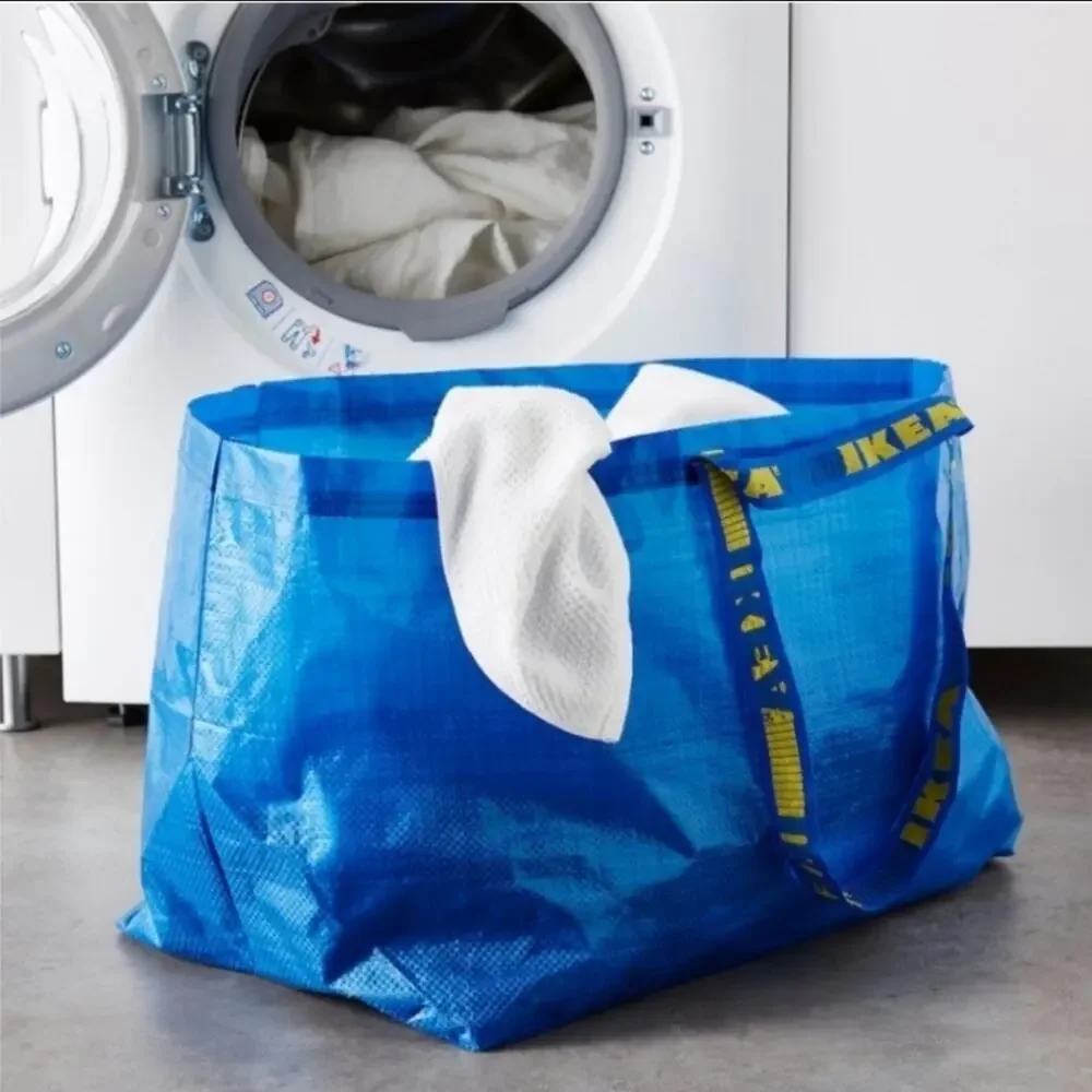 IKEA FRAKTA -Five (5)  Extra Large Blue Reusable Shopping Laundry Tote Eco Bag